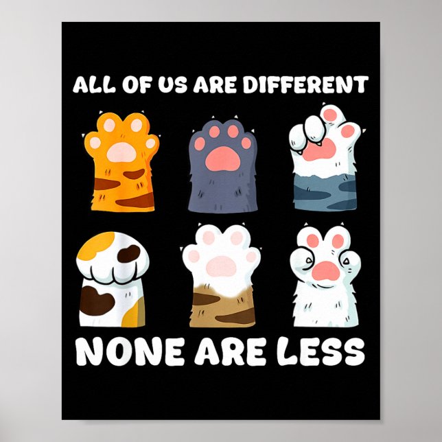 Of are different cute cat paws autism awareness poster (Front)