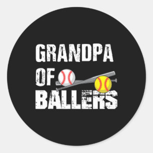 Of Ballers Funny Baseball Softball Fathers Day Gif Classic Round Sticker