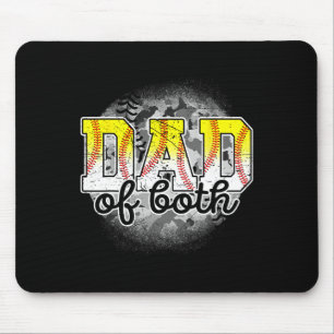 Of Both Baseball Softball Fathers Day Baseball Pla Mouse Pad