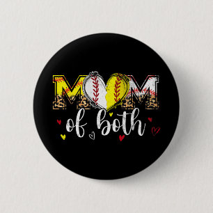 Of Both Baseball Softball Heart Leopard Mothers Da 6 Cm Round Badge