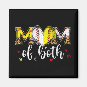 Of Both Baseball Softball Heart Leopard Mothers Da Magnet