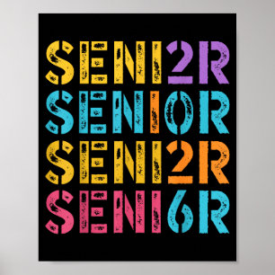 Of Class Senior Graduation Colorful Vintage Poster
