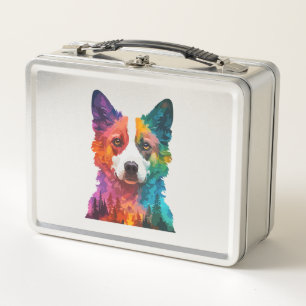 of Colourful dog Metal Lunch Box