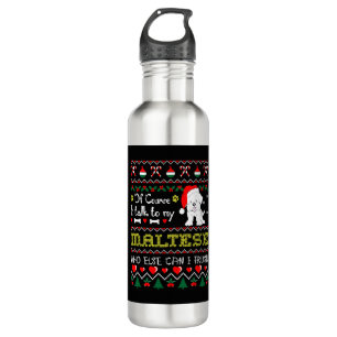 Of Course I Talk To Maltese Christmas Ugly Sweater 710 Ml Water Bottle