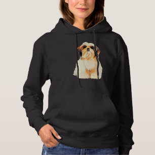 Of Cute Shih Tzu Dog Illustration With Fun Colors Hoodie