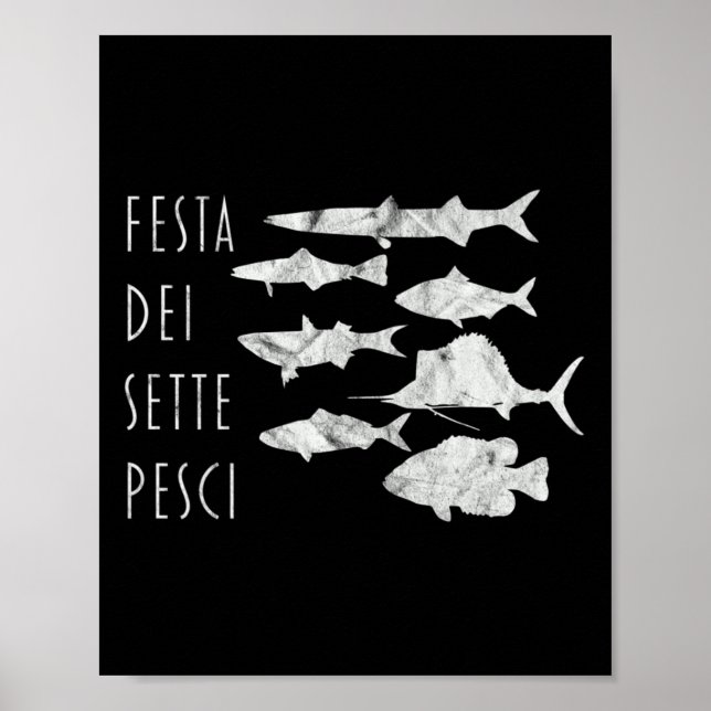 Of Fishes Italy T- Christmas Eve Seven 7 Fish Tee  Poster (Front)