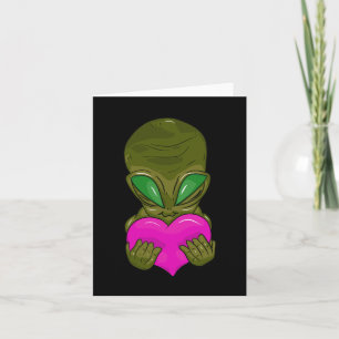 Of Grey Alien With A Heart In Love Sticker Card