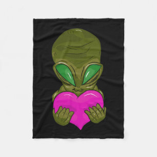 Of Grey Alien With A Heart In Love Sticker Fleece Blanket