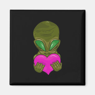 Of Grey Alien With A Heart In Love Sticker Magnet