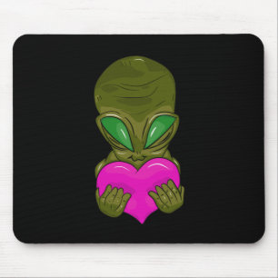 Of Grey Alien With A Heart In Love Sticker Mouse Pad