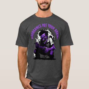 of grey Videogames rot your brains zombie T-Shirt