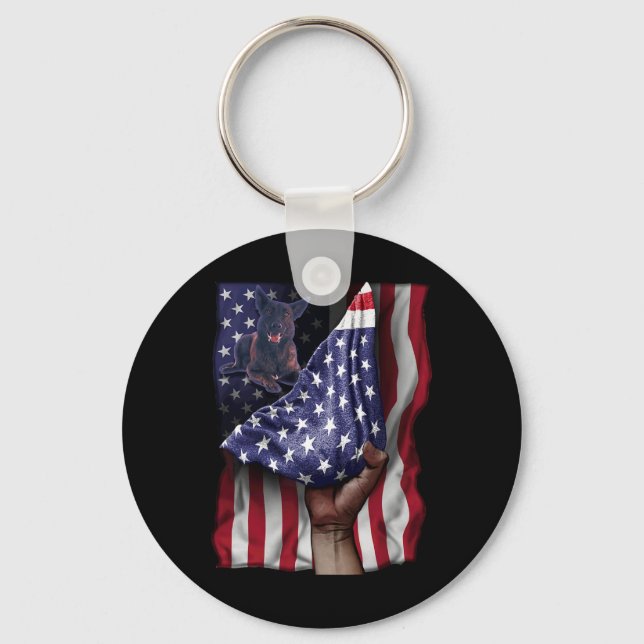 Of Independence Us Flag Dutch Shepherd  Key Ring (Front)