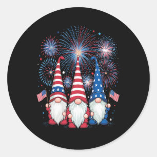 Of July 2024 Patriotic Gnomes Funny American Usa 1 Classic Round Sticker