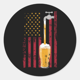 Of July American Flag Beer Brewing Classic Round Sticker