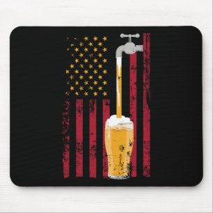 Of July American Flag Beer Brewing  Mouse Pad
