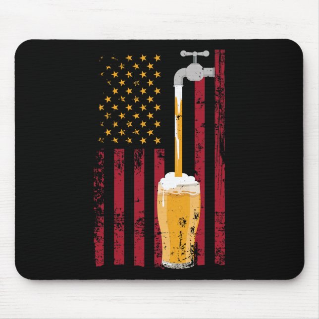 Of July American Flag Beer Brewing  Mouse Pad (Front)