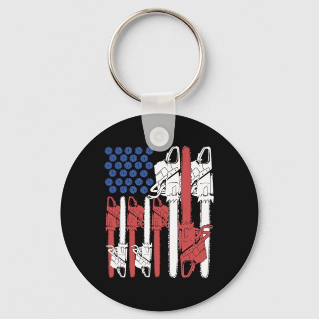 Of July Arborist Shirt Men Tree Climber Dad Chains Key Ring (Front)