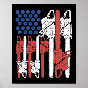 Of July Arborist Shirt Men Tree Climber Dad Chains Poster