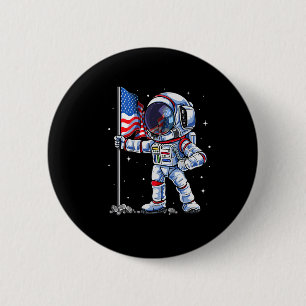 Of July Astronaut Usa American Flag Funny Patrioti 6 Cm Round Badge