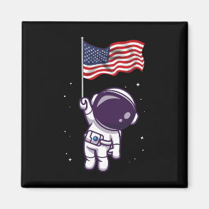 Of July Astronaut Usa American Flag Funny Patrioti Magnet