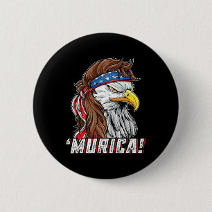 Of July Bald Eagle Mullet Murica Usa Usa Merica 6 Cm Round Badge