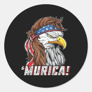 Of July Bald Eagle Mullet Murica Usa Usa Merica  Classic Round Sticker