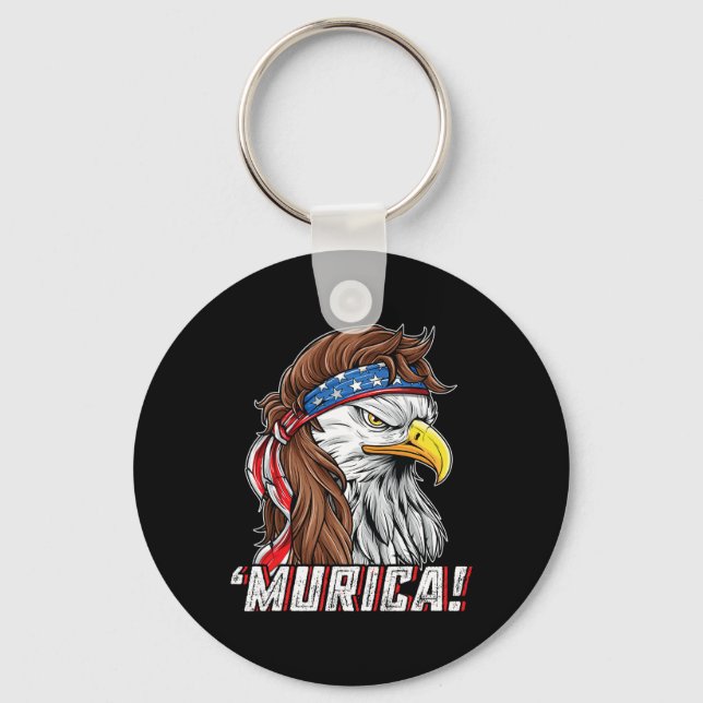Of July Bald Eagle Mullet Murica Usa Usa Merica  Key Ring (Front)
