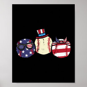 Of July Baseball Independence Day America Men Wome Poster