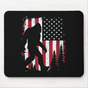 Of July Bigfoot Sasquatch American Flag Patriotic Mouse Pad