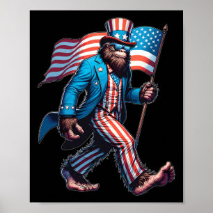 Of July Bigfoot Sasquatch Patriotic American Flag  Poster