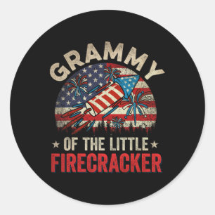 Of July Birthday Grammy Of The Little Firecracker Classic Round Sticker