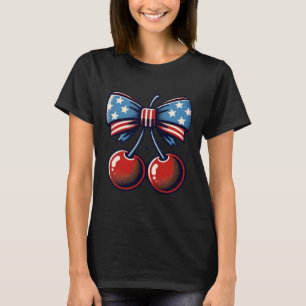 Of July Celebration Cherries With Bows Women Kids T-Shirt