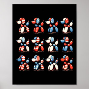 Of July Celebration Patriotic Balloon Dog Men Wome Poster