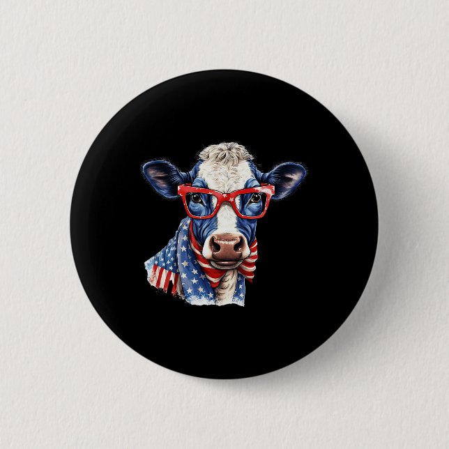 Of July Cow  6 Cm Round Badge (Front)