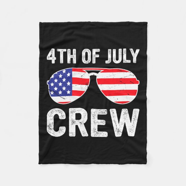 Of July Crew Matching Funny Family Outfits  Fleece Blanket (Front)