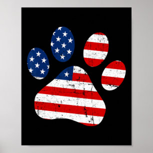 Of July Cute Dog Paw Usa American Flag Independenc Poster