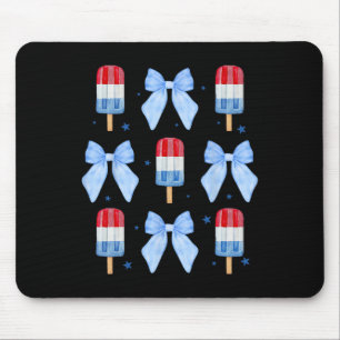 Of July Cute Popsicle Bows Patriotic Women Kids 1 Mouse Pad