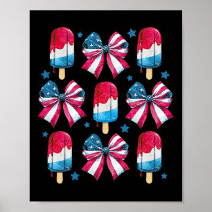 Of July Cute Popsicle Bows Patriotic Women Kids Poster