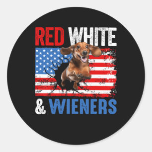 Of July Dachshund Dog Shirt Red White And Wieners  Classic Round Sticker