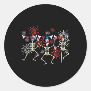 Of July Dancing Skeletons Funny Patriotic Men Wome Classic Round Sticker