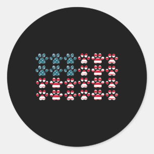 Of July Dog Paw Print American Flag Happy Independ Classic Round Sticker
