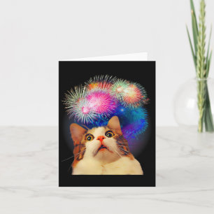 Of July Fireworks Enthraled Cat Card