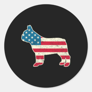 Of July French Bulldog American Flag Usa Classic Round Sticker