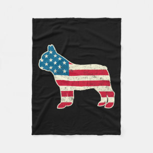 Of July French Bulldog American Flag Usa Fleece Blanket