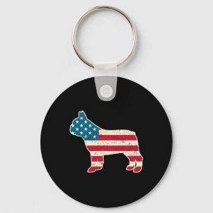 Of July French Bulldog American Flag Usa Key Ring