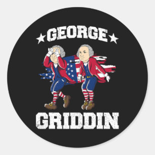 Of July George Washington Griddy George Griddin  Classic Round Sticker
