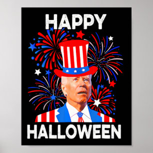 Of July Happy Halloween Funny Biden Confused Poster