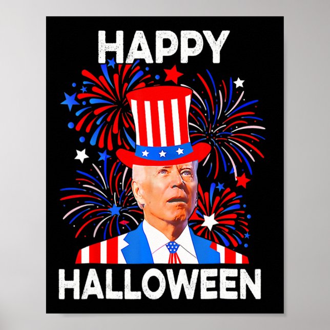 Of July Happy Halloween Funny Biden Confused  Poster (Front)