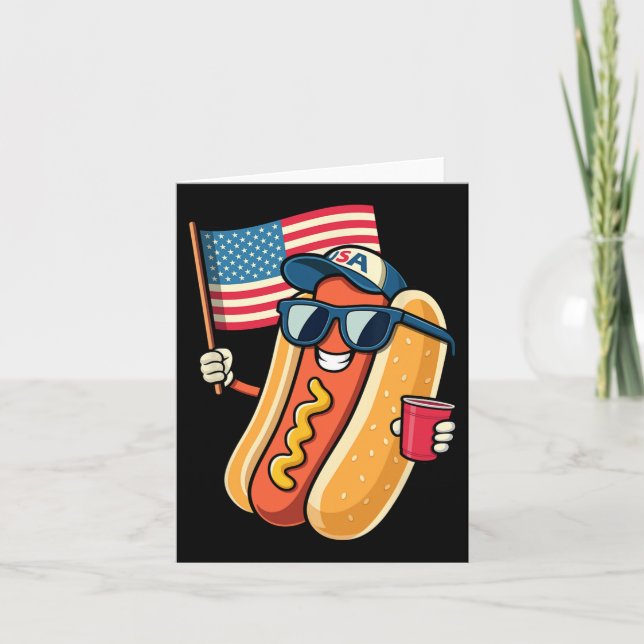 Of July Hotdog Funny Fourth Of July Patriotic Usa  Card (Front)