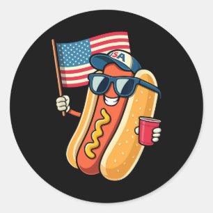 Of July Hotdog Funny Fourth Of July Patriotic Usa Classic Round Sticker